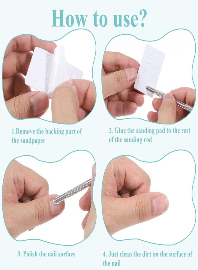 Alrhso Loop Circle Tool Nail Loop Tool Russian Manicure Loops Stainless Steel Nail Pusher Scraper Cuticle Remover Dual Ended Cuticle Pusher with Sanding Pads, 5 Sheets Sandpaper Nails Dead Skin Remover - Image 4